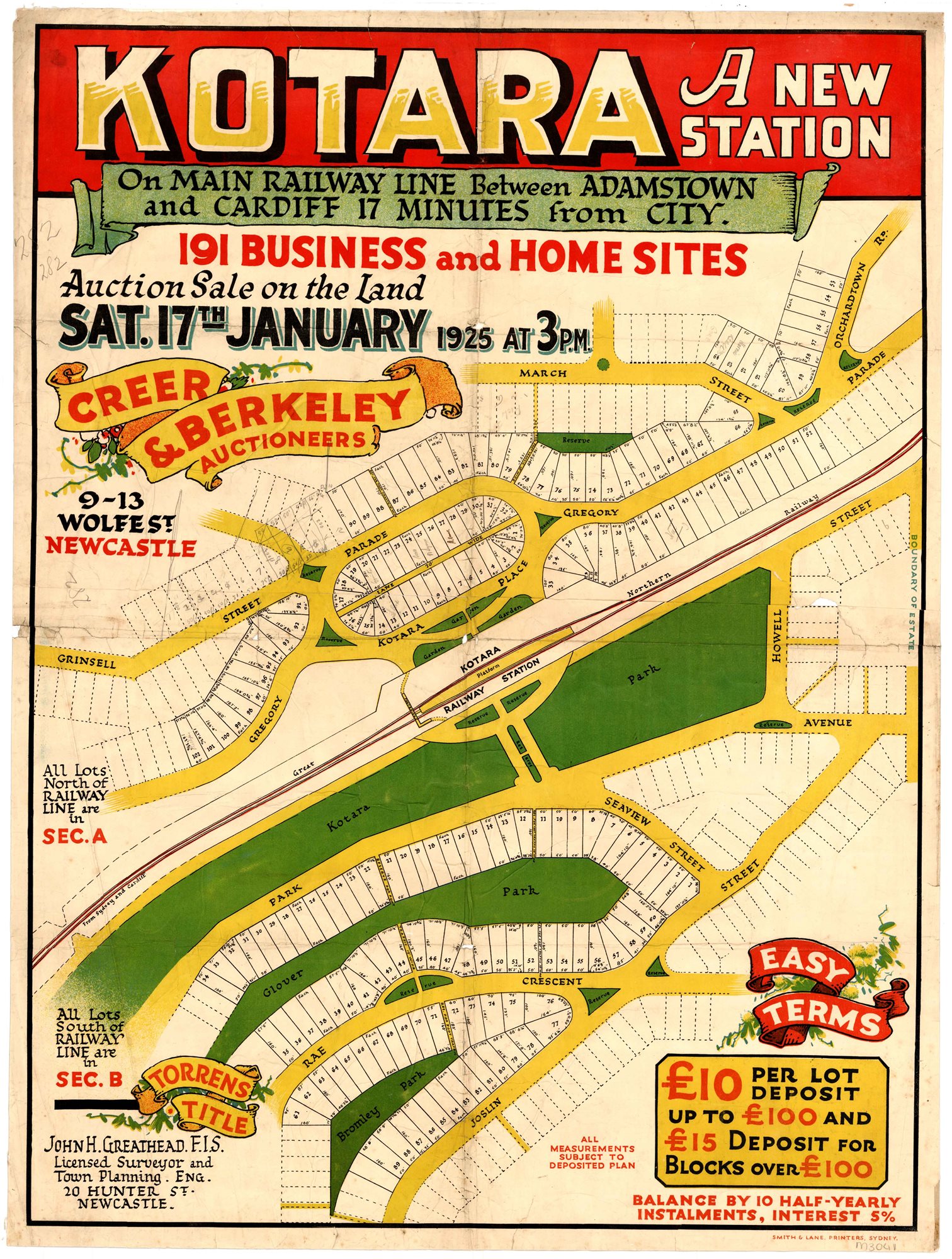 Kotara Subdivision Plan   17 Jan 1925   UoN Special Collections