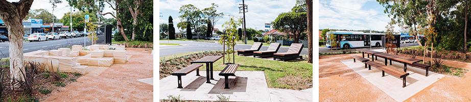 Images of new public space at the corner of Joslin Street and Rae Crescent in Kotara