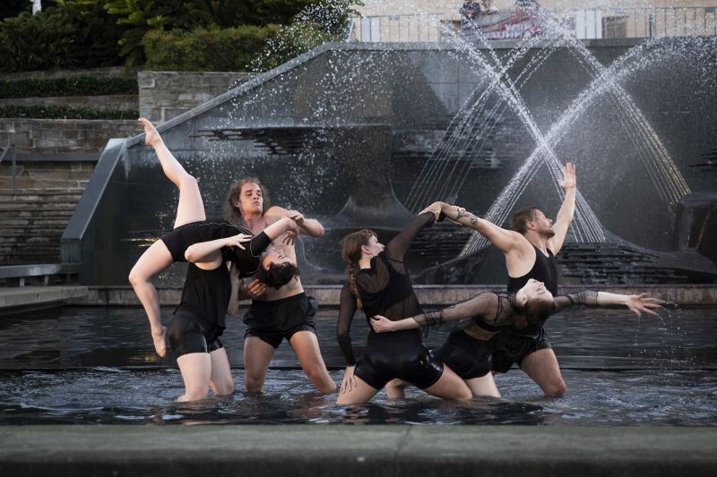 Dancers from Catapult Choreographic Hub delivered a mesmerising performance of Acquist in the Civic Park fountain.