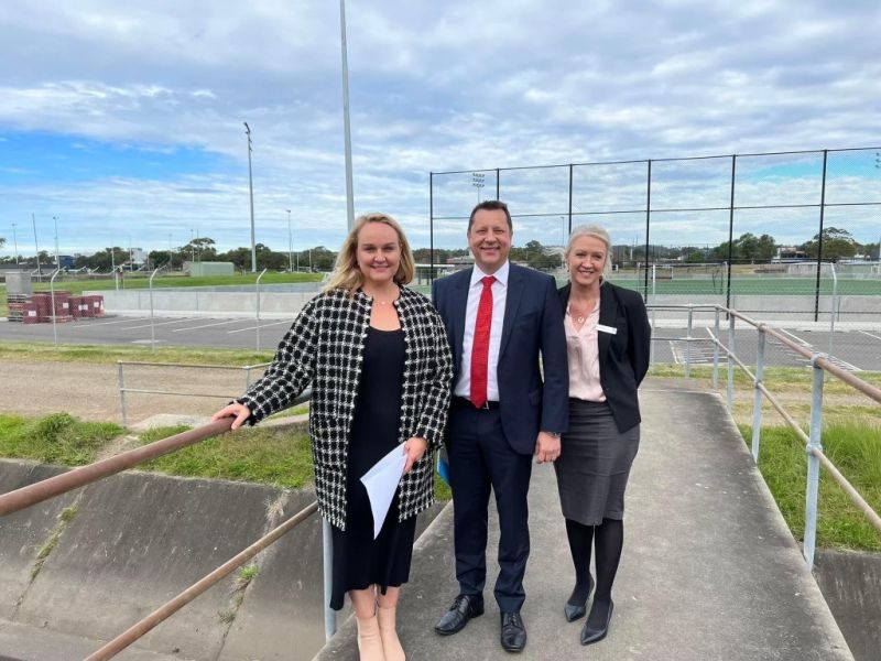 Lord Mayor Nuatali Nelmes, Minister Paul Scully and City of Newcastle Director Planning and Environment Michelle Bisson at Broadmeadow.