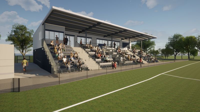 An artist's impression of the new grandstand to be built at the Darling Street Oval.