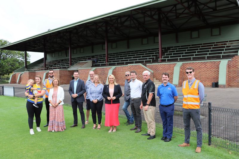 Councillor Peta Winney-Baartz, Deputy Lord Mayor Declan Clausen and Lord Mayor Nuatali Nelmes met with representatives from the Hamilton Hawks Rugby Union Club, Hamilton Wickham District Cricket Club, Newcastle District Cricket Association, EJE Architecture and Cerak Constructions to announce that work will begin this month on the Passmore Oval grandstand upgrade.
