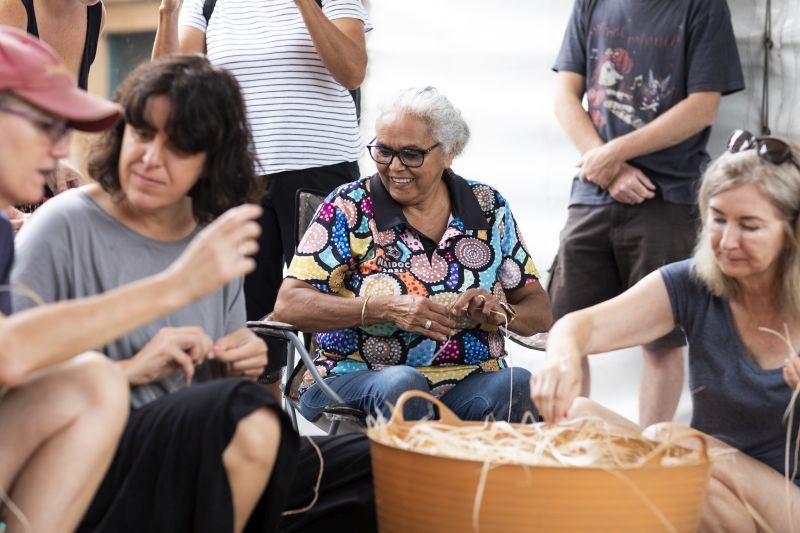 The Pavilion of Sand in Wheeler Place was a central hub passing on local Aboriginal cultural learnings about weaving, dance and traditional net-making.