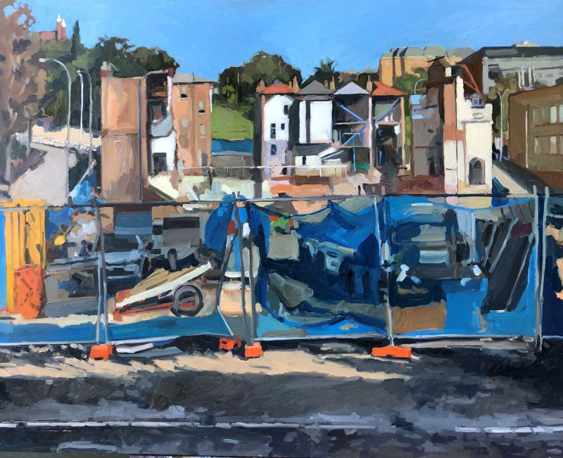 Rachel MILNE Construction 2020 oil on board 80.0 x 100.0cm Les Renfrew Bequest 2020 Newcastle Art Gallery collection, courtesy the artist