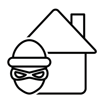 A thief and a house icon.