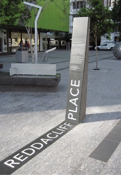 A public artwork in an urban area. 