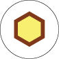 Yellow hexagon with a brown stroke