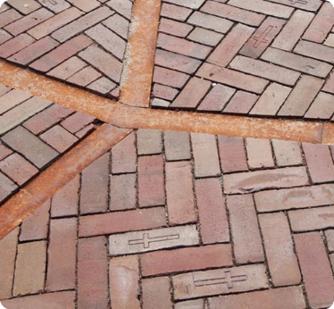 Bricks arranged in an artistic pattern.