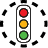 Traffic light icon with a dotted circle around it