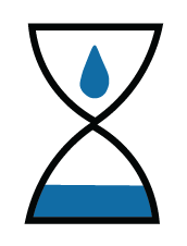 Icon of an hourglass with a water drop inside