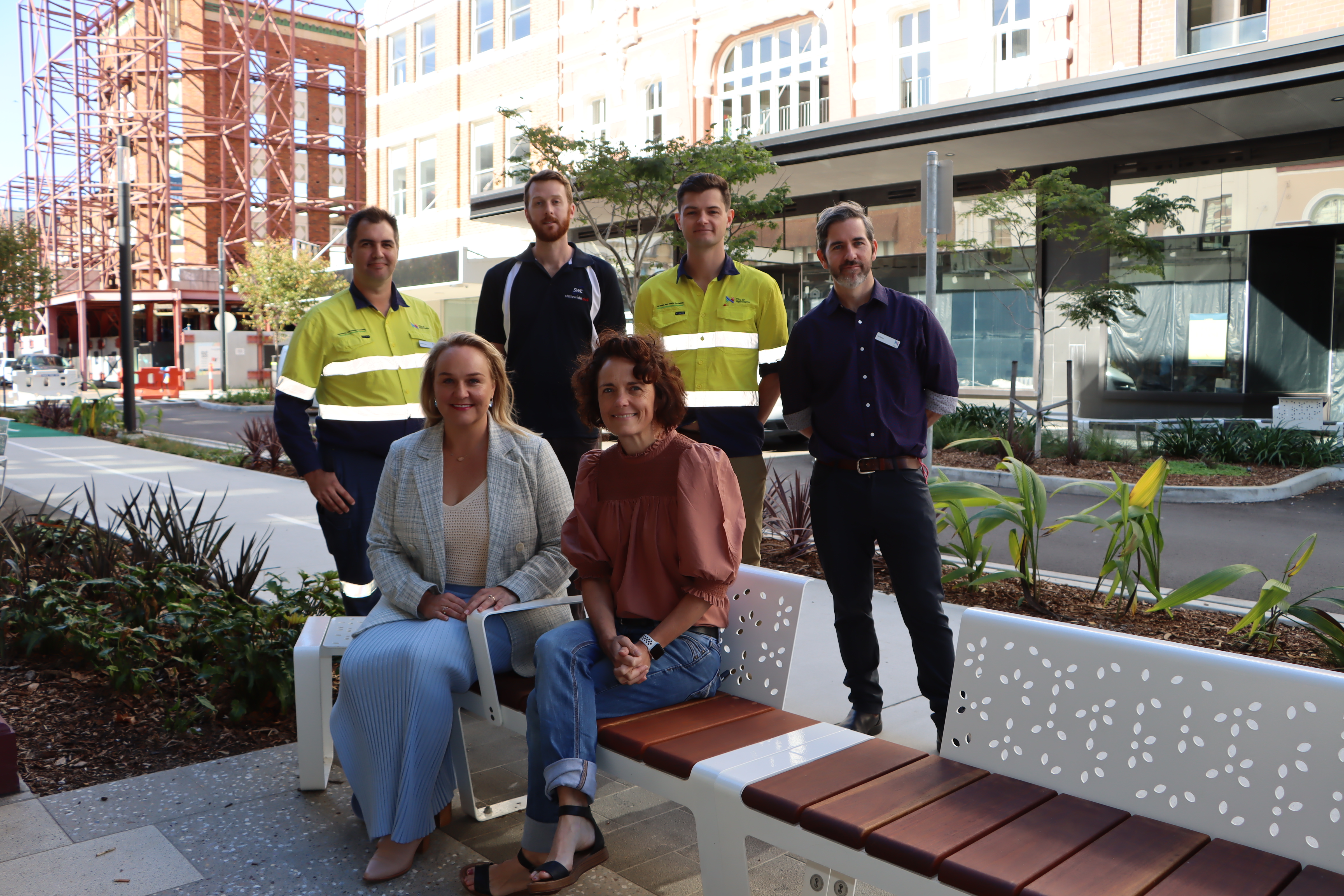 Lord-Mayor-Nuatali-Nelmes-with-Angela-Hailey-from-Studio-Melt-with-the-project-team-and-construction-contractor.JPG